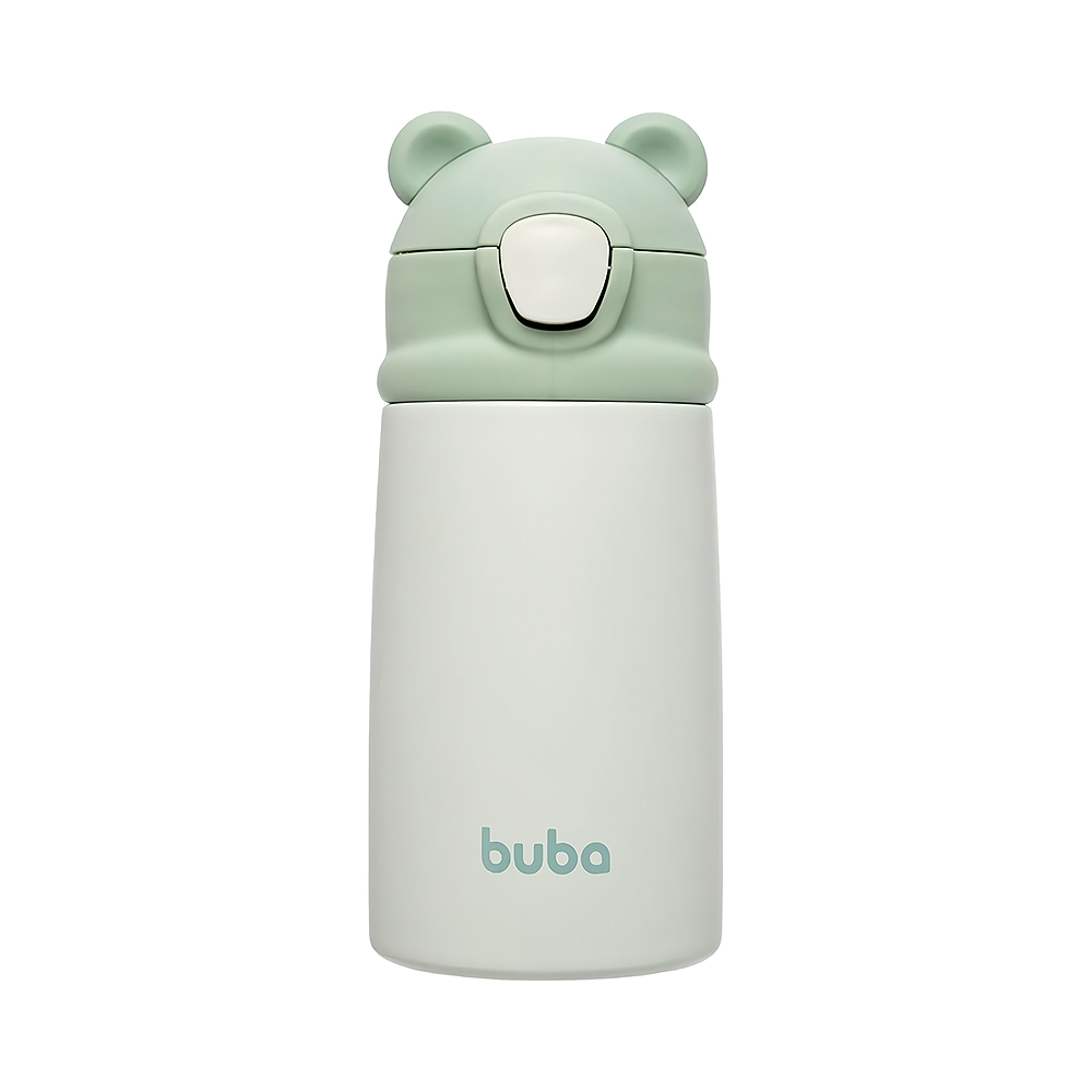 Garrafa Térmica com Canudo Buba Ursinho 18882 Verde 320ML