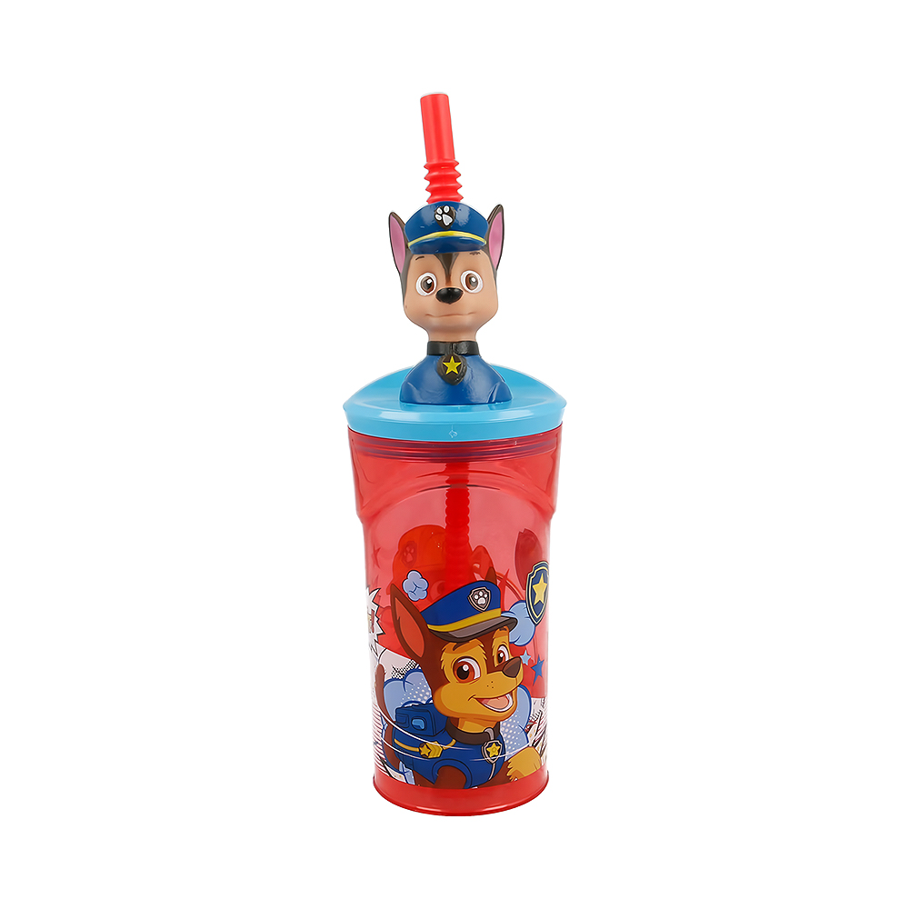Copo com Canudo 3D Stor Patrulha Canina 18966 Vermelho 360ML