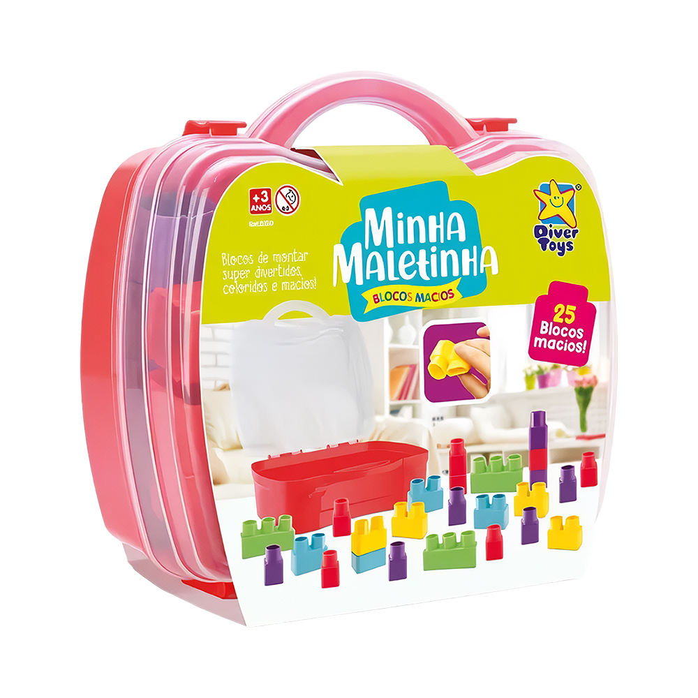 Jogo de Blocos Divertoys Minha Maletinha Blocos Macios 8150 25 Peças