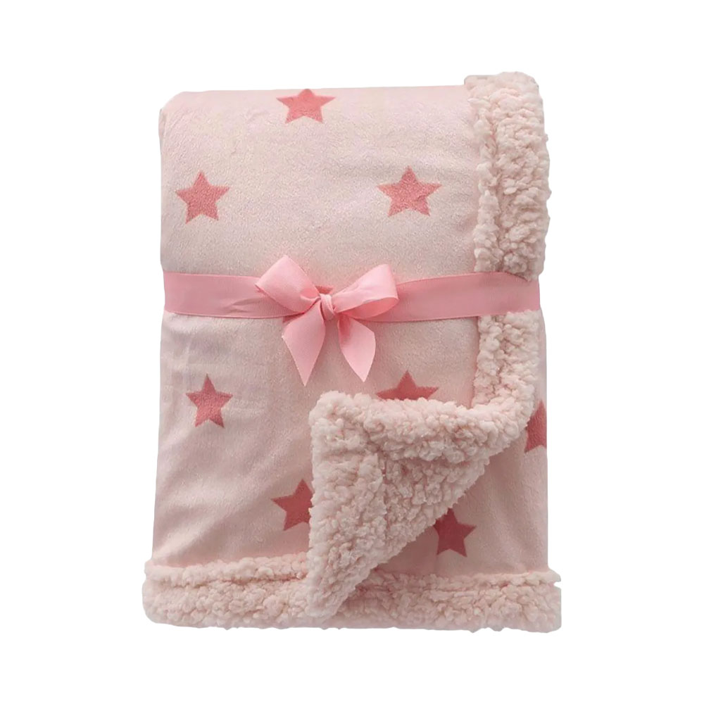 Cobertor de Bebê Double Face Buba 11849 Estrelas Rosa
