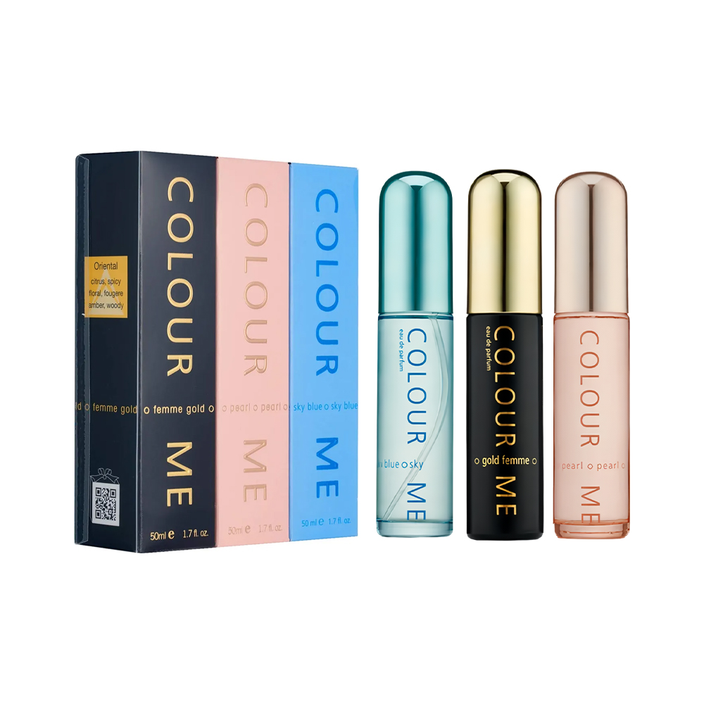 Kit Perfume Colour ME Gold Pearl Sky Blue Edp 3x50ML