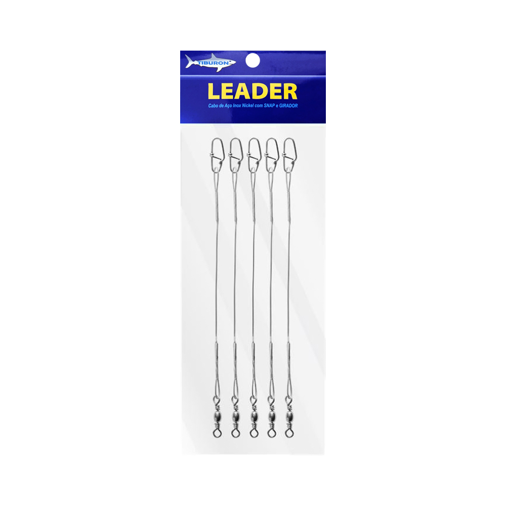 Leader Inoxidável Níquel Tiburon FL-012 Con Snap Y Girador 25CM 40,8KG 100 Prata