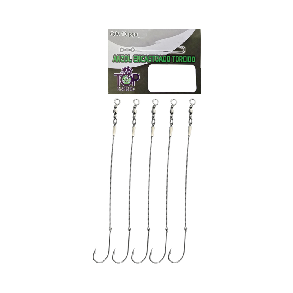 Leader Inoxidável Níquel Top Fishing com Anzol 1971 Nº9/0 50CM 10 Peças Prata
