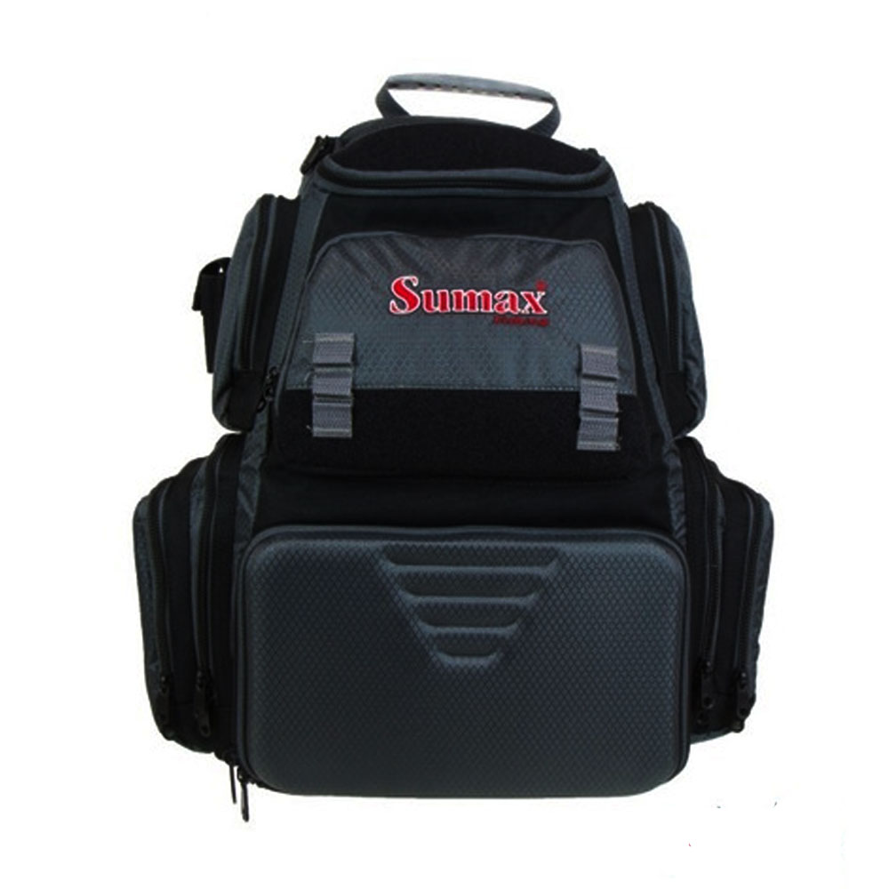Mochila Sumax SM-1714 de Pesca, Negro Incluye 4 Estuches de Pvc