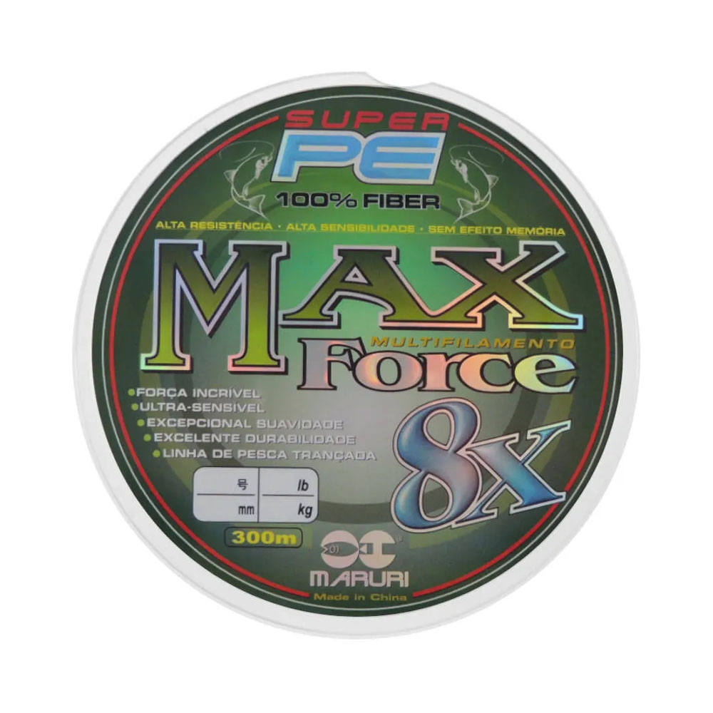 Linha de Pesca Maruri MAX Force 8X 7.7KG 0.14MM 300M Green