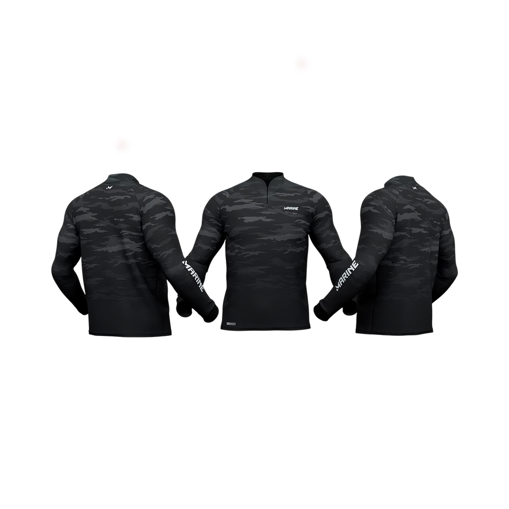 Camisa de Pesca Marine Cammo Sem Capuz Preto