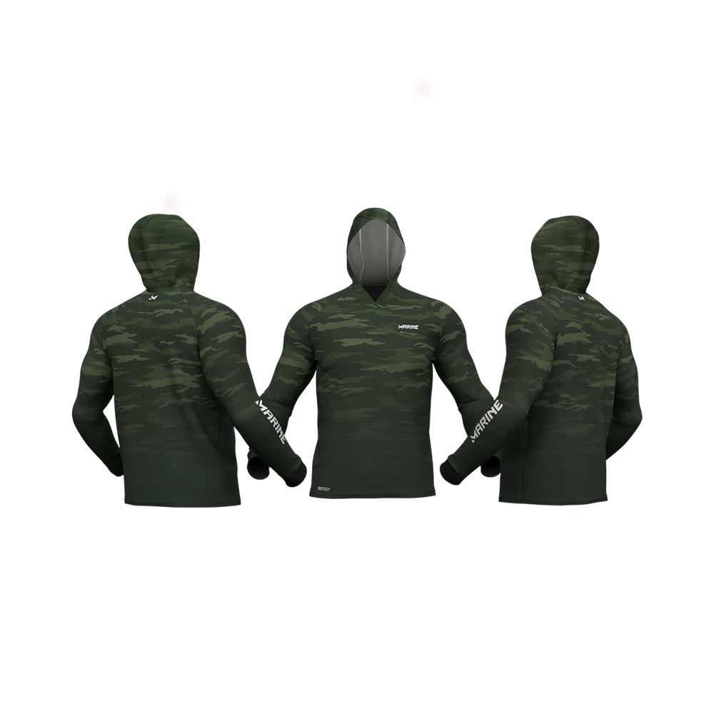 Camisa de Pesca Marine Cammo com Capuz Verde