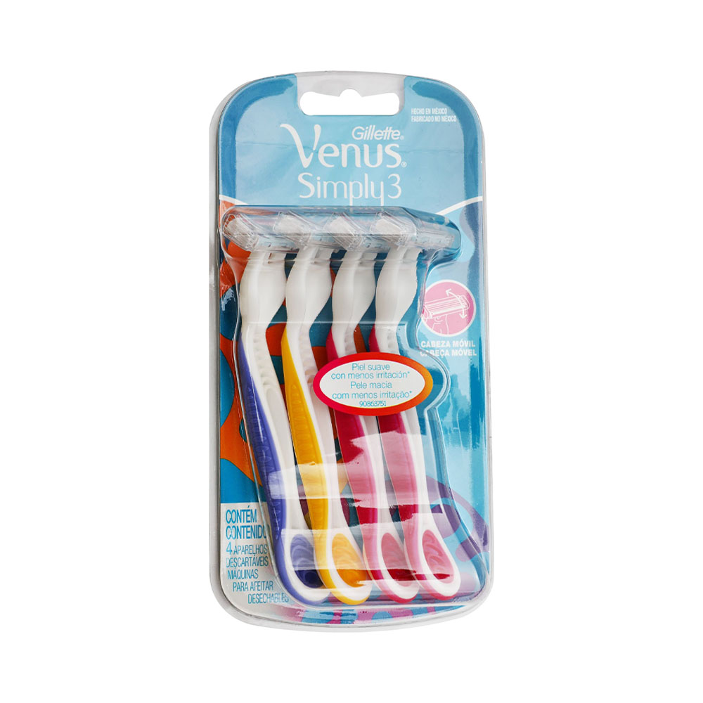 Barbeador Descartável Gillette Venus Simply 3 4 Unidades