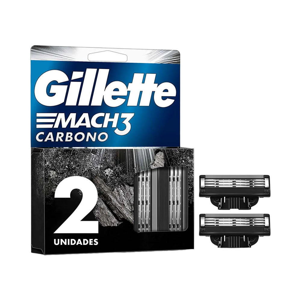Lâmina de Barbear Gillette Mach 3 Carbono 2 Unidades