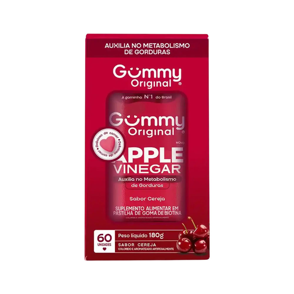 Vitamina Gummy Apple Vinegar Cereja 60 Gummies