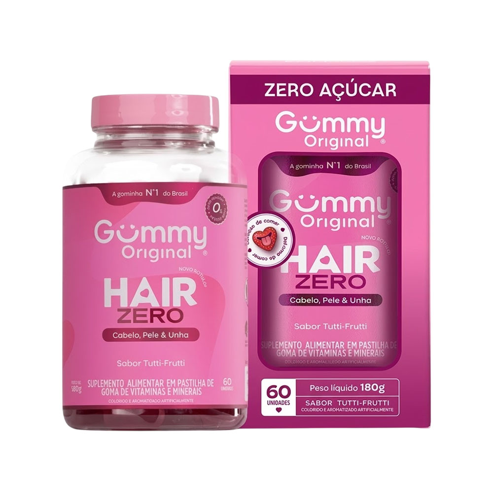 Vitamina Gummy Hair Zero Tutti-frutti 60 Gummies
