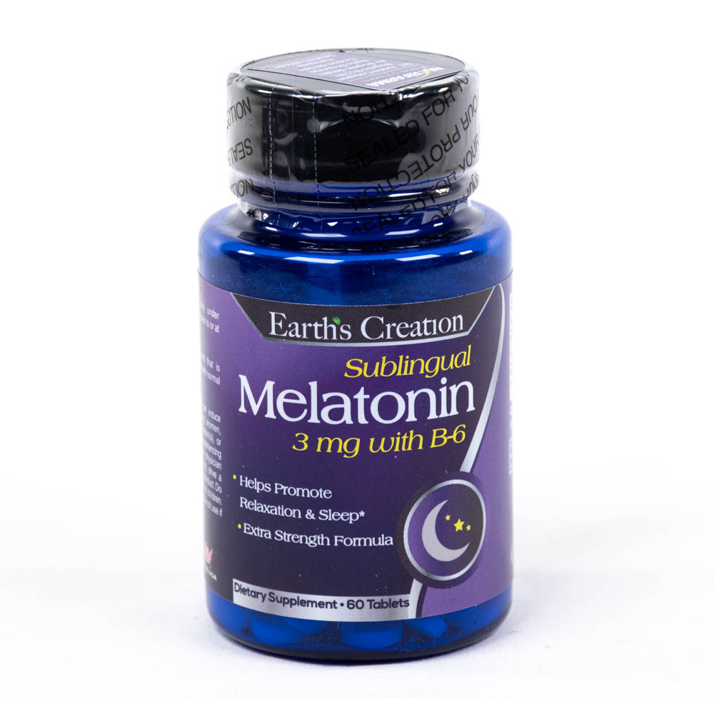 Melatonin Earth's Creation Subligual 3mg +B-6 60 Tabs