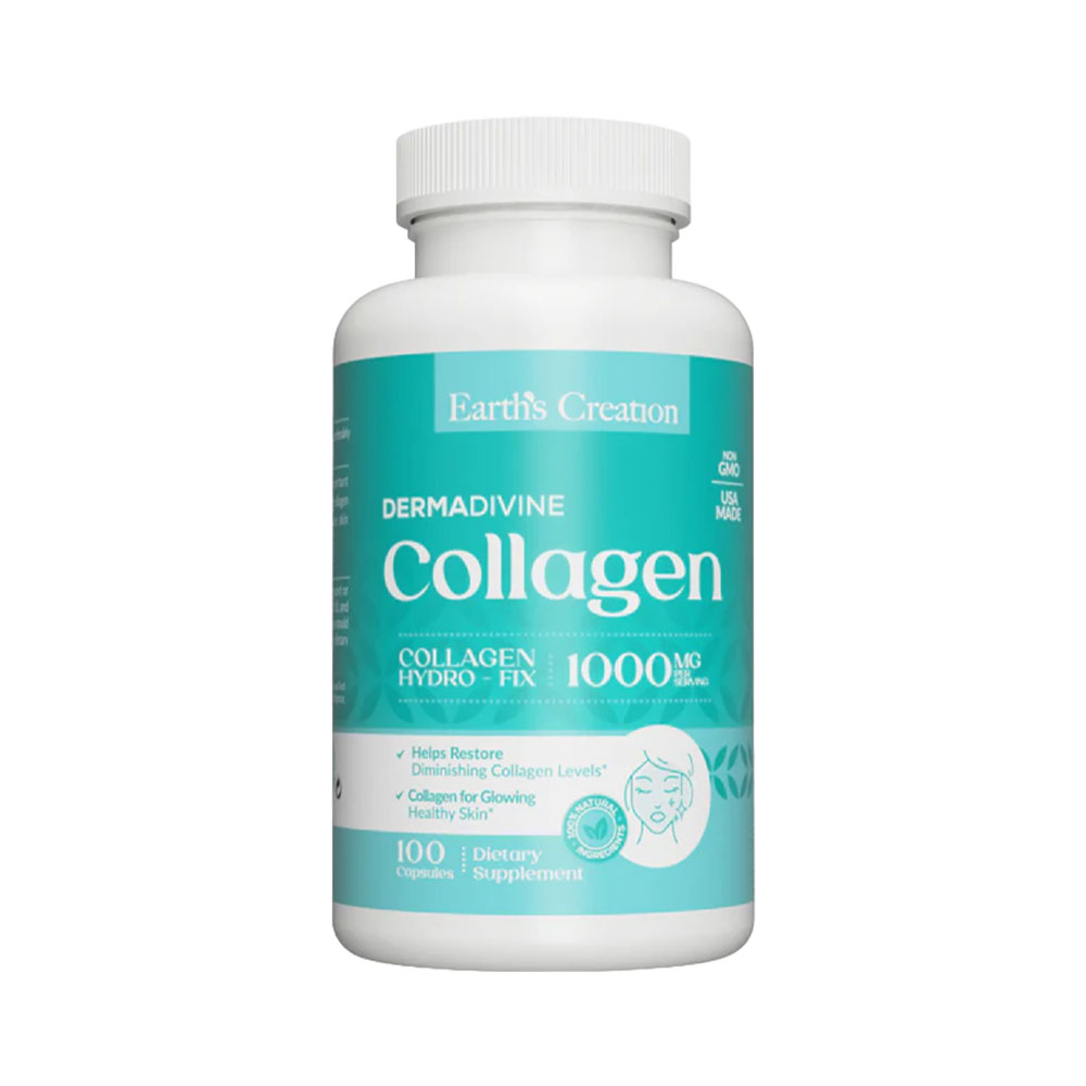 Vitamina Earth's Creation Dermadivine Collagen Hydro-fix 1000MG 100 Cápsulas