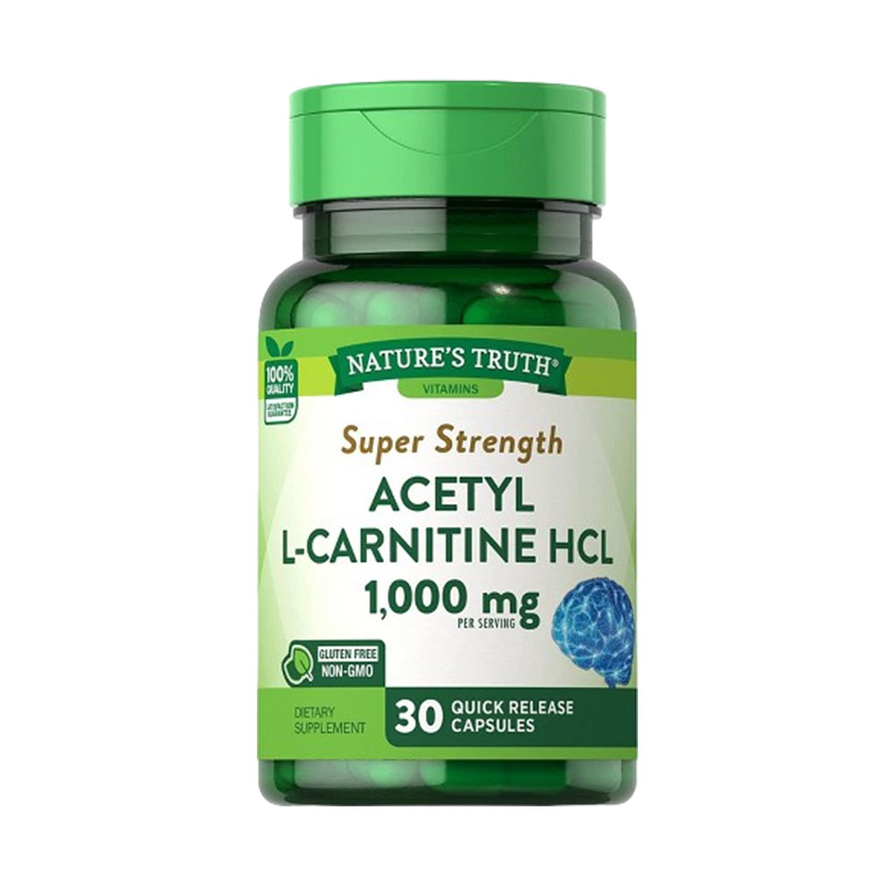 Suplemento Nature's Truth Acetil L-carnitina Hcl 1000MG 30 Cápsulas