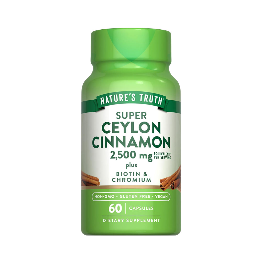 Vitamina Nature's Truth Super Ceylon Cinnamon Plus Biotin & Chromium 2500MG 60 Cápsulas