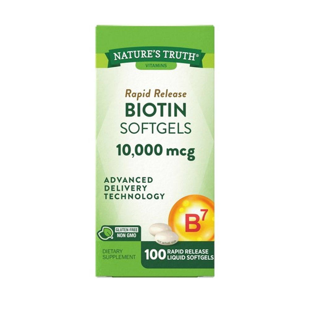 Vitamina Nature's Truth Rapid Release Biotin Softgels 10,000 Mcg 100 Cápsulas