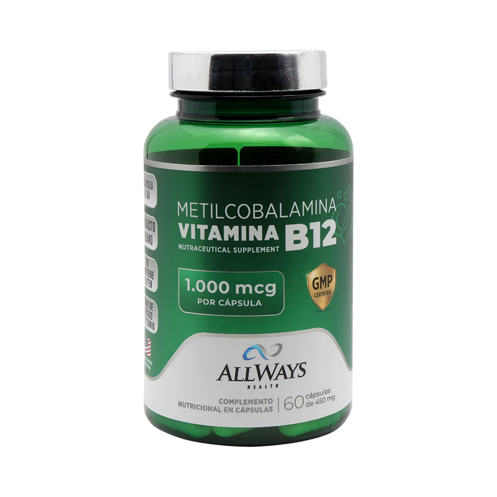 Suplemento Allways Health Metilcobalamina Vitamina B12 60 Capsulas