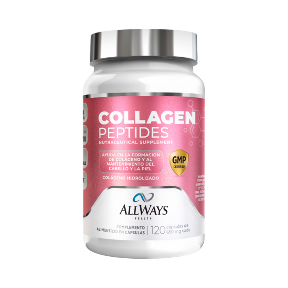 Suplemento Allways Health Collagen Peptides 650MG 120 Capsulas